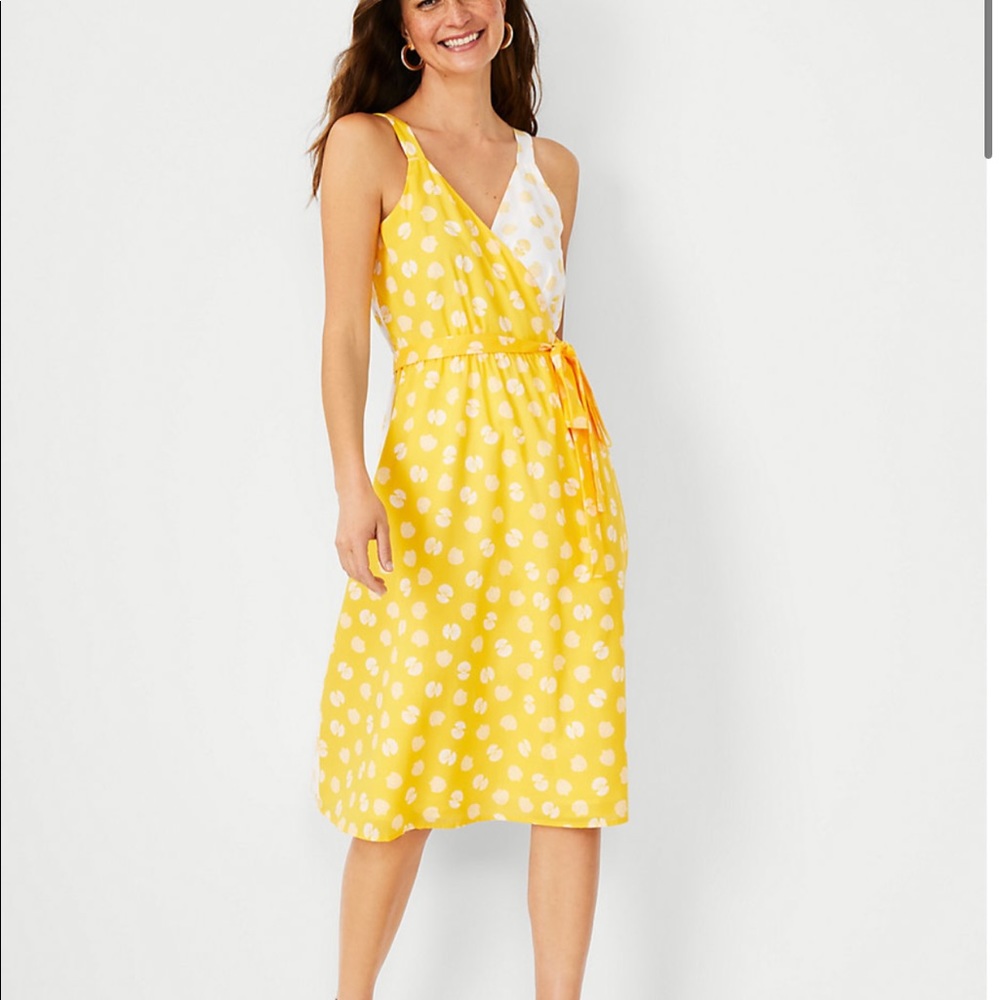 NWT Yellow Ann Taylor Seashell Wrap Dress